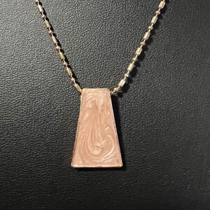 Gold‎ Tone Trapezoid Pendant Necklace Enamel Swirl Design Adjustable Chain 16 in